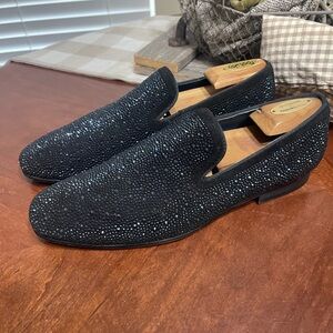 MORETTI Irving formal Leather & Crystal Loafers Gold Label